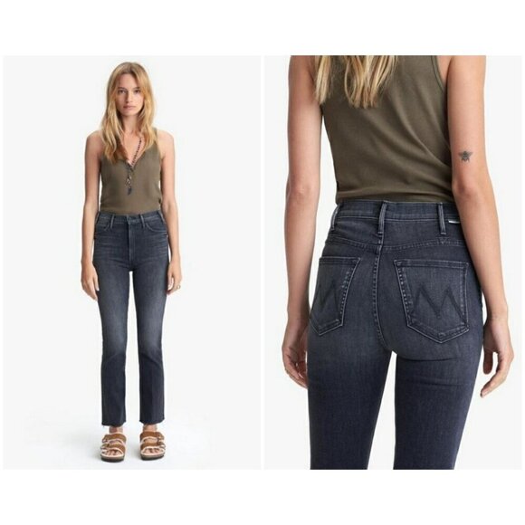 💕MOTHER💕 The Hustler Ankle Fray Jeans Nightowl Grey 34 NWOT - Picture 1 of 16